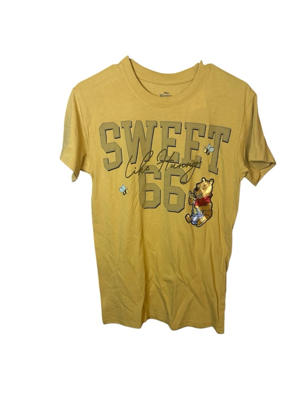 Disney Winnie The Pooh Yellow Graphic Tee Small NEW